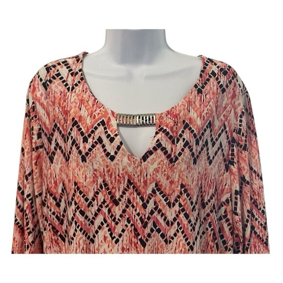 True Envy Womens Geo Print Dress Size 20W Multicolor Metal Collar Accent - Picture 5 of 10